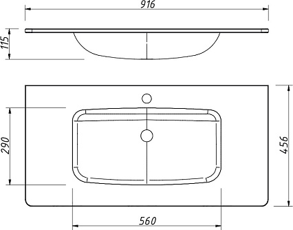 Раковина Caprigo Accord OW15-2218-R810 90 см графит