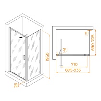 Душевой уголок RGW Stilvol SV-145B (SV-05B + Z-050-2B) 90x70 прозрачное, черный 703214597-14