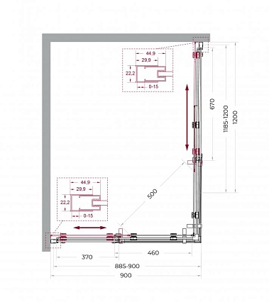 Душевой уголок BelBagno MARINO-2-AH-2-120/90-C-GM 120x90 прозрачный, оружейная сталь