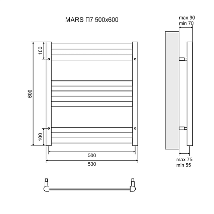 Полотенцесушитель электрический Lemark Mars LM35607E П7 50x60