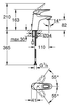 Смеситель для раковины Grohe Eurostyle 2015 33557003