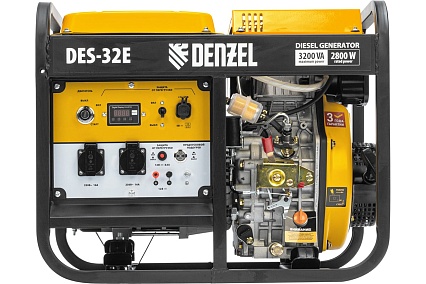 Дизельный генератор Denzel DES-32E 3,2 кВт, 230 В, 11 л, электростартер 94412