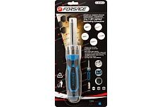 Универсальная реверсивная отвертка с подсветкой Forsage 4LED и комплектом бит, L-250мм, в блистере F-303854(16832)