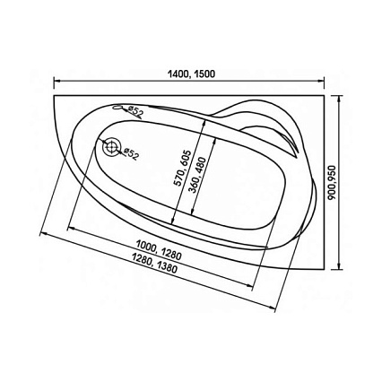 Акриловая ванна Relisan Zoya 140x90 см R