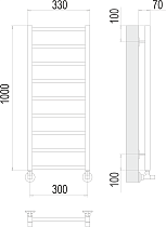 Полотенцесушитель водяной Terminus Контур П9 300x1000, 4670078529664
