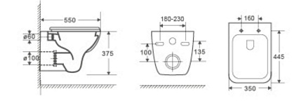 Комплект Weltwasser 10000010731 унитаз Kehlbach 004 GL-WT + инсталляция Marberg 410 + кнопка Mar 410 SE MT-BL