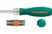 Трещоточная отверточная рукоятка с набором бит Jonnesway DR0107S