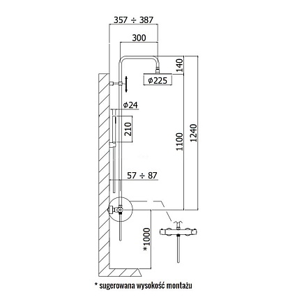 Душевая стойка Paffoni Birillo Fix ZCOL684LIQNO с термостатом,  черный