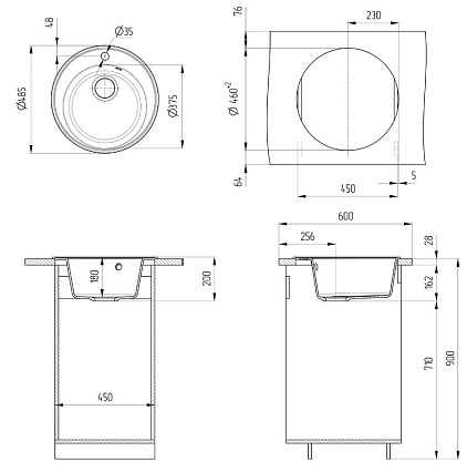 Кухонная мойка Ulgran Quartz Nora 485-01 48.5 см жасмин