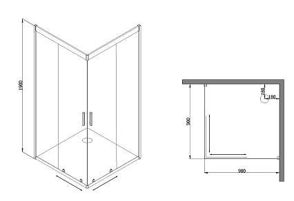 Душевой уголок Am.Pm Gem 90x90 W90G-403-090MT квадрат