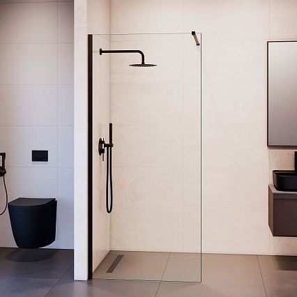 Душевая перегородка RGW Walk In WA-210B 120x195 с крючком для полотенца/халата, черный, прозрачное 351021011-14 Душевая перегородка RGW Walk In WA-210B 120x195 с крючком для полотенца/халата, черный, прозрачное 351021011-14