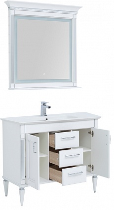 Мебель для ванной Aquanet Селена 105 см,3 ящика,  белый, серебро