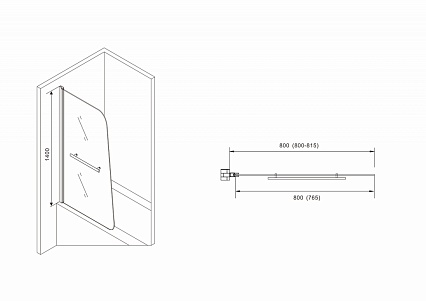 Шторка для ванны Abber Ewiges Wasser AG50080B 80x140 черный