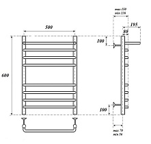 Полотенцесушитель электрический Point PN09156SPE П7 50x60 с полкой, хром