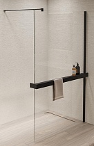 Душевая перегородка Vincea Walk-In VSW-1HR100CLB 100x200 черный матовый, прозрачное