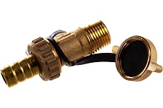 Сливной шаровой кран Tiemme Boiler НН, 1/2&quot;, со штуцером, черный флажок 2950001