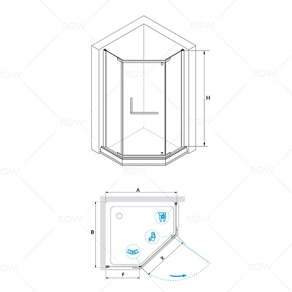 Душевой уголок RGW Hotel HO-081B 90x90 черный, матовое