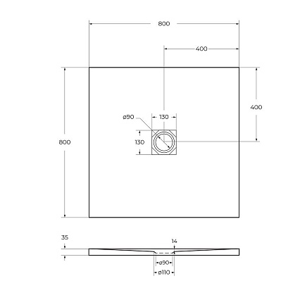 Поддон для душа BelBagno TRAY-MR-UNO-A-80-35-W-BO 80x80 белый, накладка белый