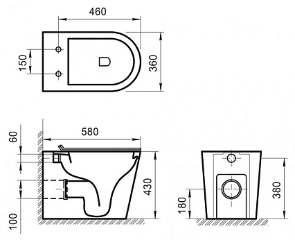 Приставной унитаз BelBagno Flay-R BB1003CBR безободковый