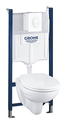 Подвесной унитаз Grohe Solido 39117000 комплект 4в1, белый