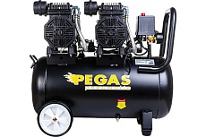 Малошумный безмасляный компрессор Pegas Pneumatic PG-2800*2 проф серия 2.8кВт, 365 л/мин,50л 6621