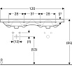 Раковина Geberit Acanto 120 см с отверстиями под смеситель