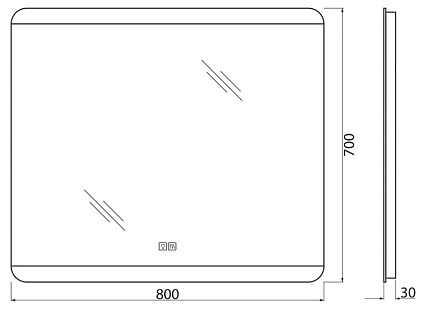 Зеркало BelBagno SPC-CEZ-800-700-LED-TCH-WARM 80x70 см с подогревом