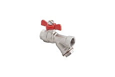 Шаровой кран MVI полнопроходной с фильтром, 1/2&quot; внутренняя-внутренняя, бабочка BV.632.04