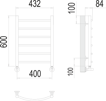 Полотенцесушитель водяной Terminus Классик П6 400x600, 4670078530202