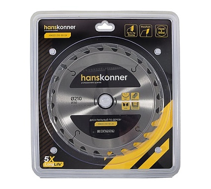 Диск пильный 210х30 мм, 24Z Hanskonner H9022-210-30-24