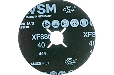 Керамический фибровый диск со шлицами XF885 (50 шт, 125х22 мм, P40) VSM 004836