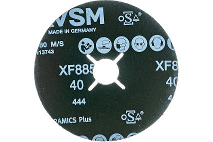 Керамический фибровый диск со шлицами XF885 (50 шт, 125х22 мм, P40) VSM 004836