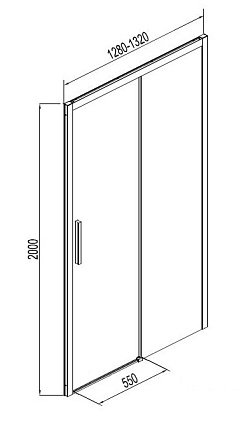 Душевая дверь Aquanet Pleasure AE60-N-130H200U-BT 130x200, прозрачное стекло, черный