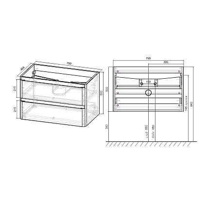 Мебель для ванной Vincea Vico 80 см Carbone