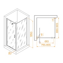 Душевой уголок RGW Stilvol SV-145B (SV-05B + Z-050-2B) 80x90 прозрачное, черный 703214589-14