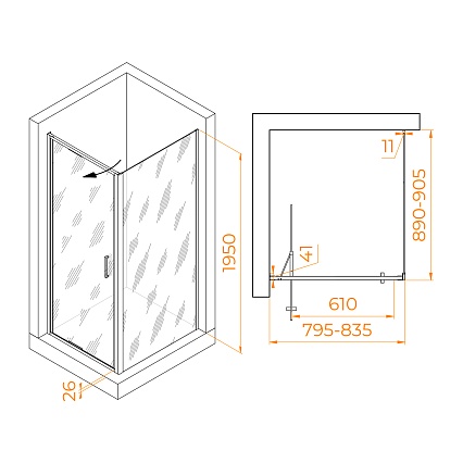 Душевой уголок RGW Stilvol SV-145B (SV-05B + Z-050-2B) 80x90 прозрачное, черный 703214589-14