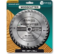 Диск пильный по дереву MKSS Toolbox Woodcutter WC1900 190x36Тх20 мм WC19003620