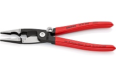 Электромонтажные клещи Knipex 6-в-1, 200 мм, защелка-&quot;собачка&quot;, черные, 1К ручки, KN-1391200SB