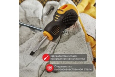 Шлицевая отвертка Rexant SL 6х40 мм, двухкомпонентная рукоятка 12-4725