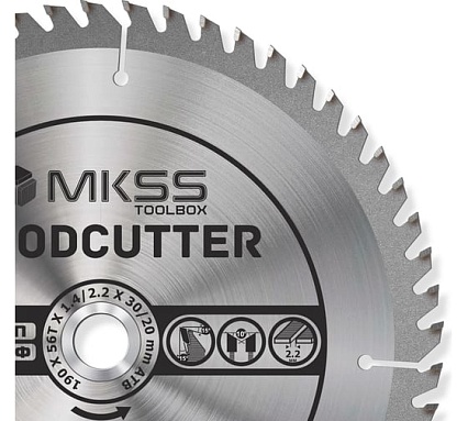 Диск пильный по дереву MKSS Toolbox Woodcutter WC1900 190x56Тх30/20 мм WC19005630