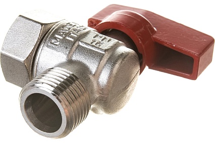Шаровой кран ELSEN угловой, 1/2", 1/2", НВ, ручка-флажок красная, с накидной гайкой EV95.1212