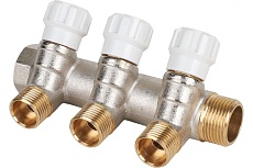 Коллектор MVI латунный с регулирующими вентилями 3/4"x1/2"x3 выхода MM.403.0504