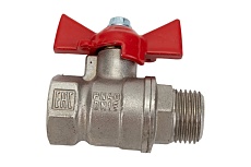 Шаровой для воды Valfex 1/2" ВР/НР бабочка, никелированная латунь 11Б27фт1М VF.218.NB1.012.Bir