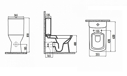 Унитаз-компакт Creavit Nova NV410 + NV361-11 безободковый, белый