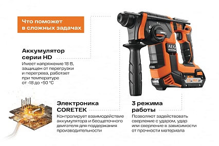 Аккумуляторный бесщеточный перфоратор AEG BBH18BL LI-502C 4935464753