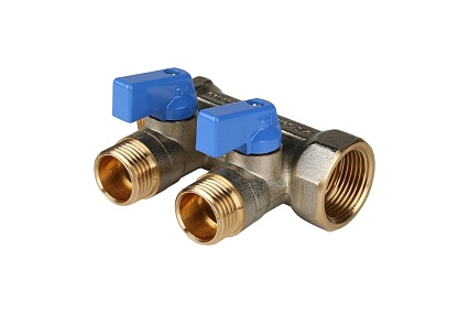 Коллектор с шаровыми кранами STOUT 3/4, 2 отвода 1/2 SMB 6201 341202 RG008S258S13F5