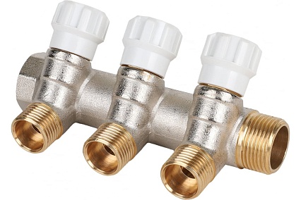 Коллектор MVI латунный с регулирующими вентилями 3/4"x1/2"x3 выхода MM.403.0504