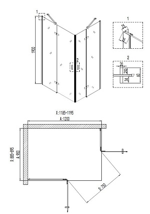 Душевой уголок Niagara Nova NG-6618-08 120x90 прозрачный, хром