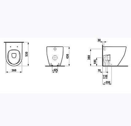 Приставной унитаз Laufen Pro Rimless 8.2295.6.000.000.1