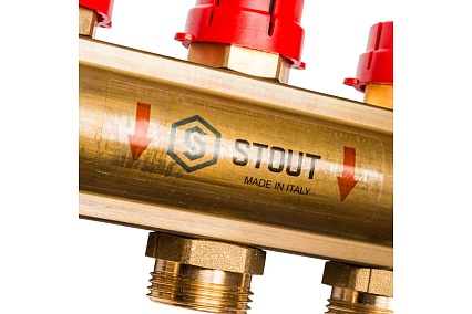 Распределительный коллектор из латуни с расходомерами 9 вых. STOUT SMB 0473 000009